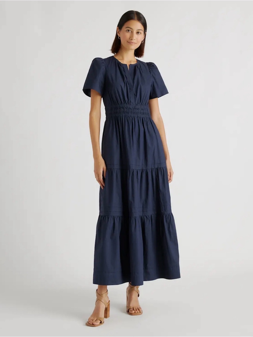 Quince 100% Organic Cotton Poplin Tiered Maxi Dress